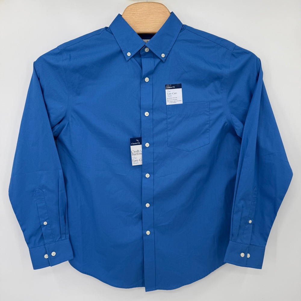 Croft & Barrow Button Up Mens M Blue Easy-Care Shirt Classic Fit NWT - Picture 2 of 10